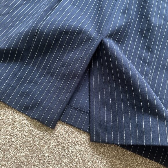 Banana Republic Navy Blue Pinstripe Cap Sleeve Sheath Dress Women's Size 8 Work - Picture 13 of 16